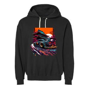 Japanese Retro Car Racing Drifting Art JDM Legend Tuning Garment-Dyed Fleece Hoodie