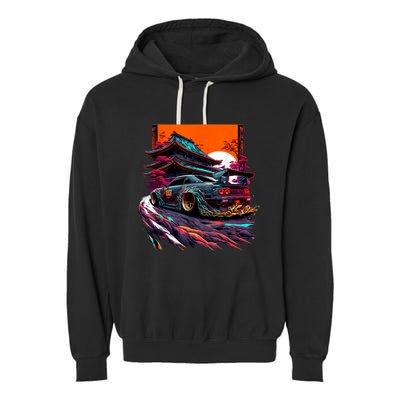 Japanese Retro Car Racing Drifting Art JDM Legend Tuning Garment-Dyed Fleece Hoodie