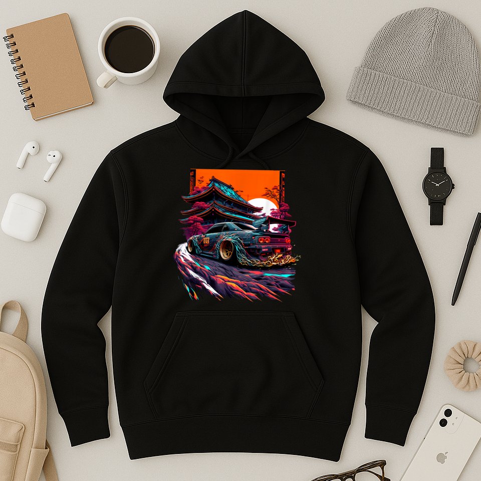Japanese Retro Car Racing Drifting Art JDM Legend Tuning Hoodie