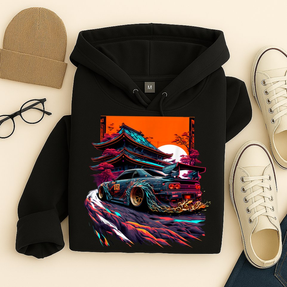 Japanese Retro Car Racing Drifting Art JDM Legend Tuning Hoodie