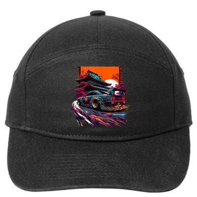 Japanese Retro Car Racing Drifting Art JDM Legend Tuning 7-Panel Snapback Hat