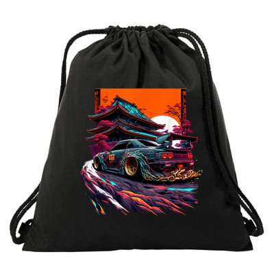 Japanese Retro Car Racing Drifting Art JDM Legend Tuning Drawstring Bag