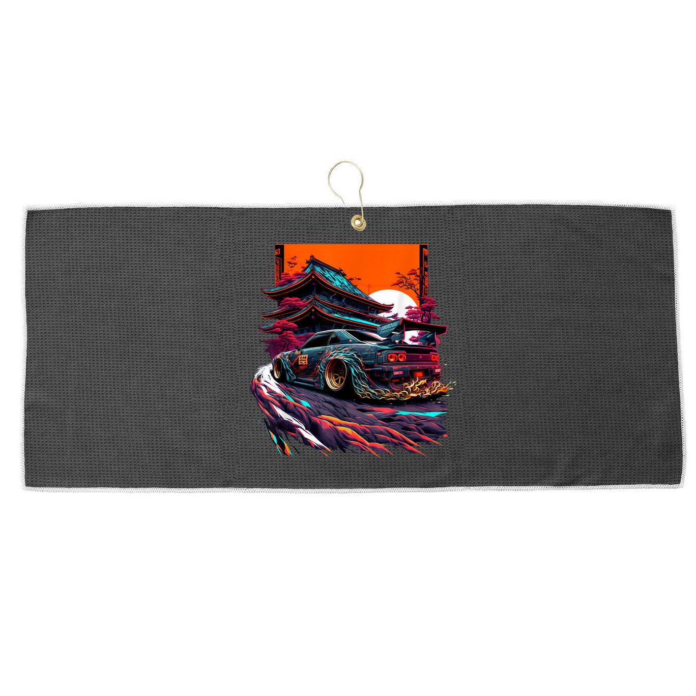 Japanese Retro Car Racing Drifting Art JDM Legend Tuning Large Microfiber Waffle Golf Towel