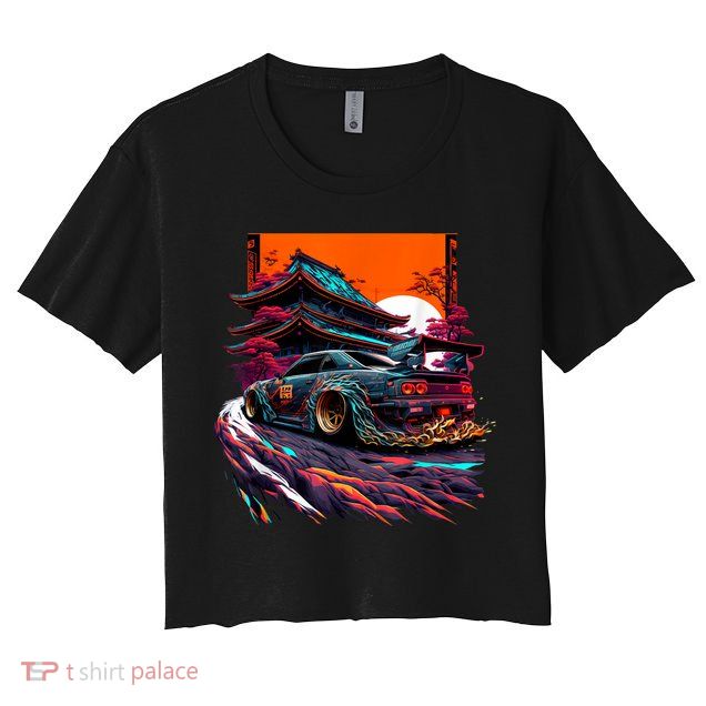 Japanese Retro Car Racing Drifting Art JDM Legend Tuning Crop Top