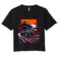 Japanese Retro Car Racing Drifting Art JDM Legend Tuning Women's Crop Top Tee
