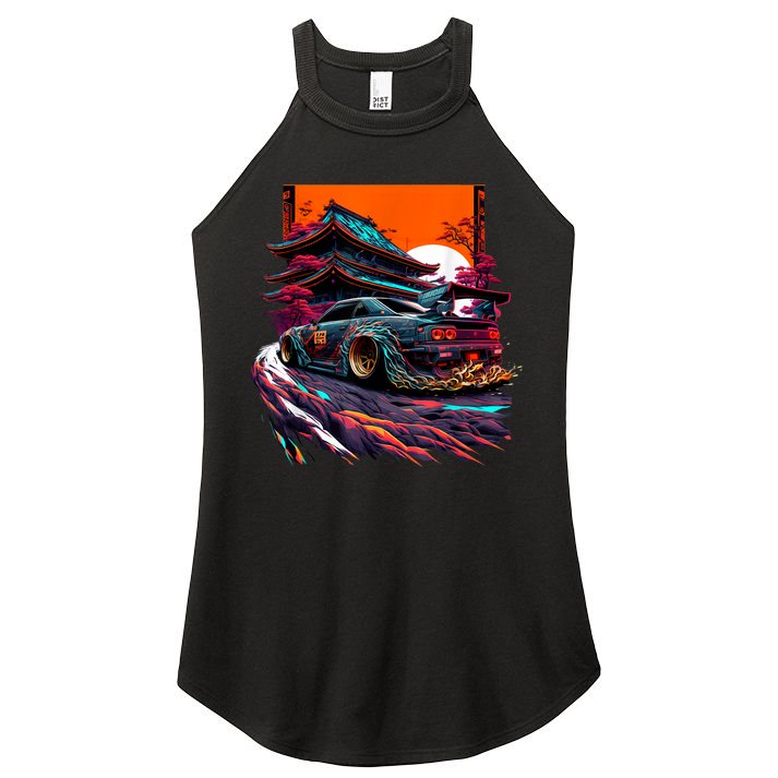 Japanese Retro Car Racing Drifting Art JDM Legend Tuning Women's Perfect Tri Rocker Tank