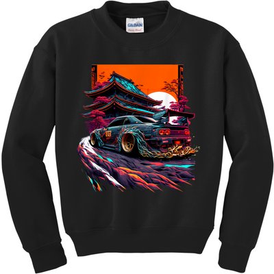 Japanese Retro Car Racing Drifting Art JDM Legend Tuning Kids Sweatshirt