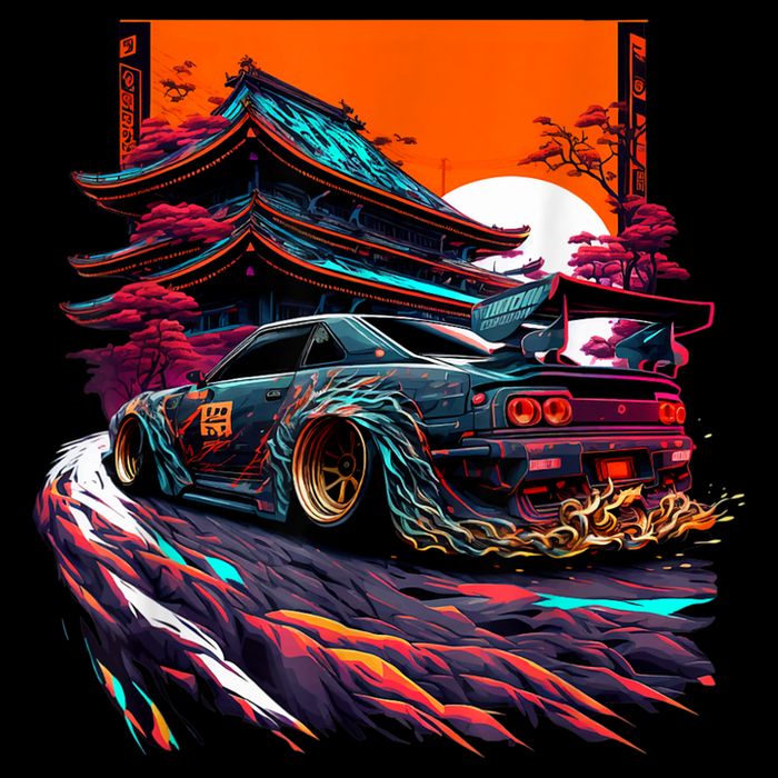 Japanese Retro Car Racing Drifting Art JDM Legend Tuning Kids T-Shirt
