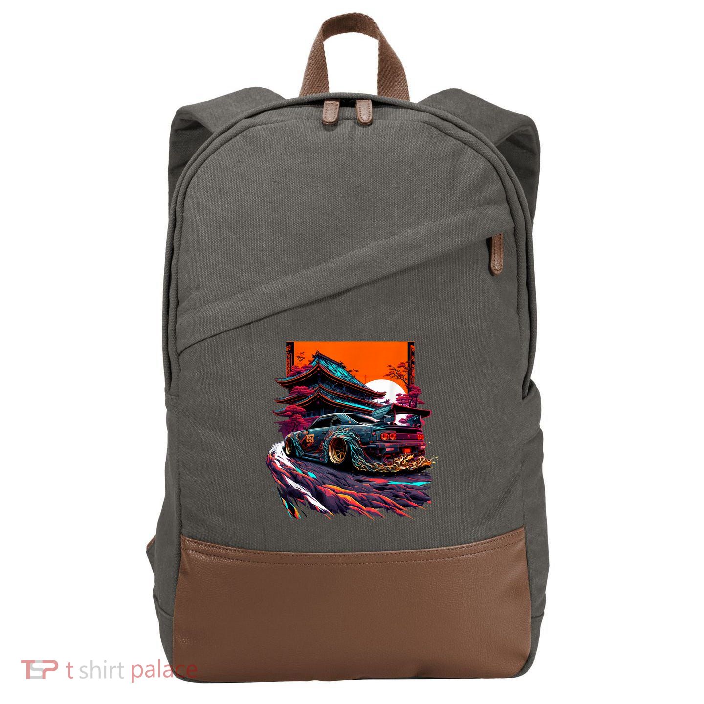 Japanese Retro Car Racing Drifting Art JDM Legend Tuning Cotton Canvas Backpack