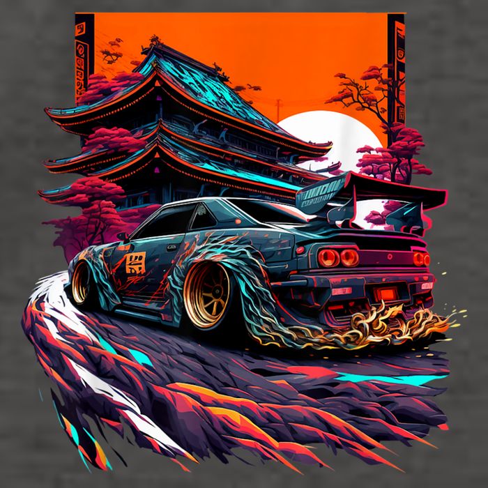 Japanese Retro Car Racing Drifting Art JDM Legend Tuning Vector Backpack