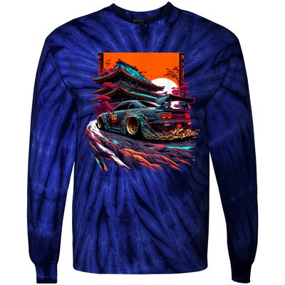 Japanese Retro Car Racing Drifting Art JDM Legend Tuning Tie-Dye Long Sleeve Shirt