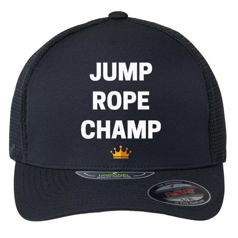 Jump Rope Champ Funny Jump Rope Flexfit Unipanel Trucker Cap