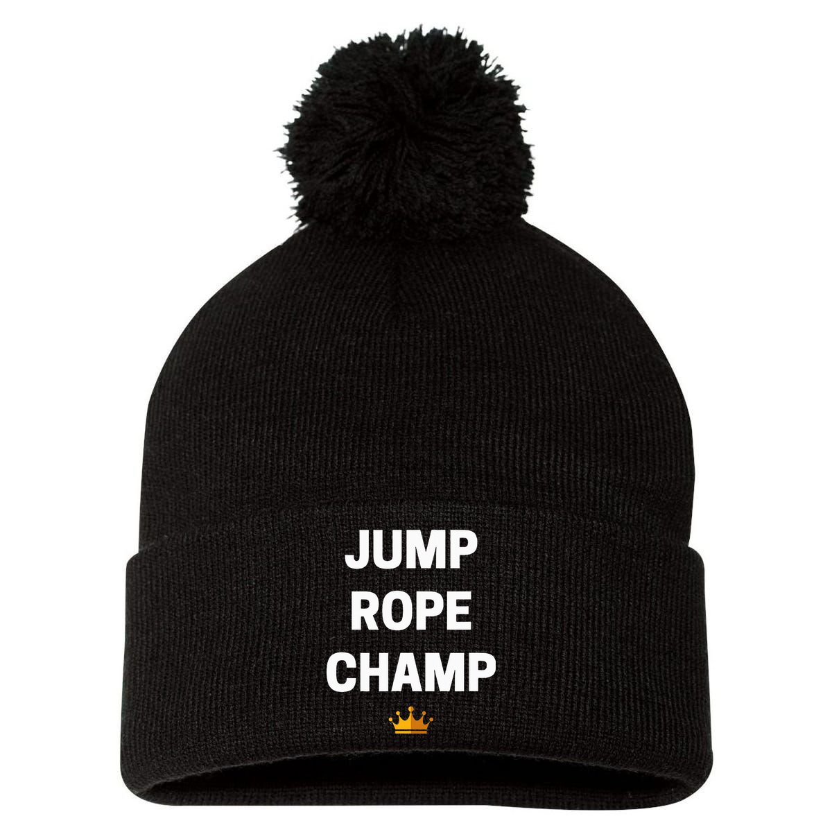 Jump Rope Champ Funny Jump Rope Pom Pom 12in Knit Beanie