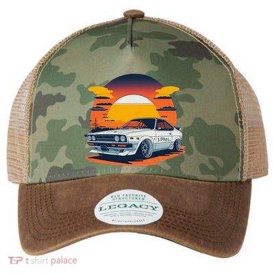 Jdm Retro Car And Sunset Legacy Tie Dye Trucker Hat