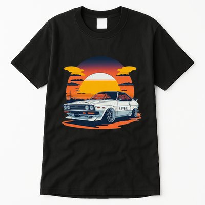 Jdm Retro Car And Sunset Tall T-Shirt