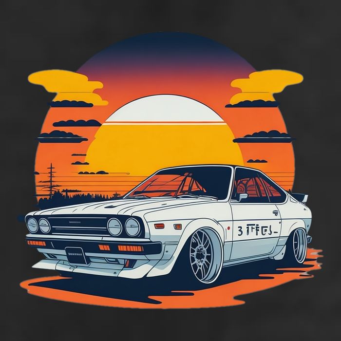 Jdm Retro Car And Sunset Adult Drive Performance Visor