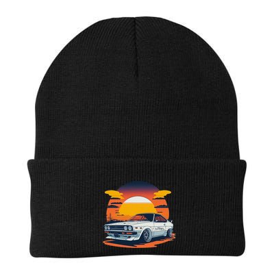 Jdm Retro Car And Sunset Beanie