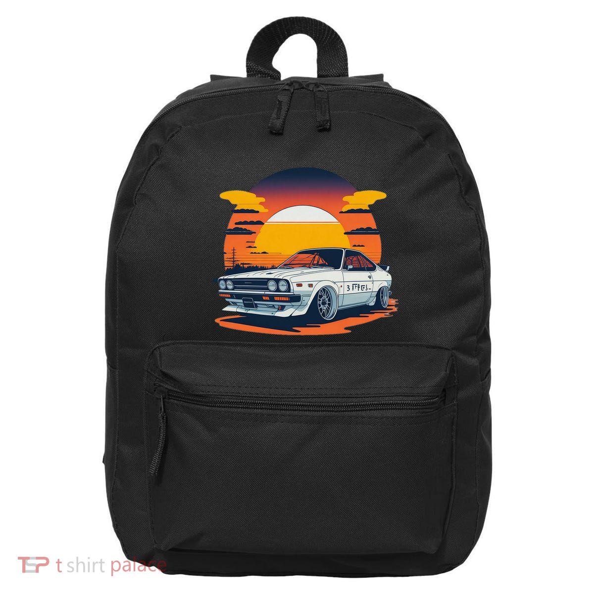 Jdm Retro Car And Sunset 16 in Basic Backpack