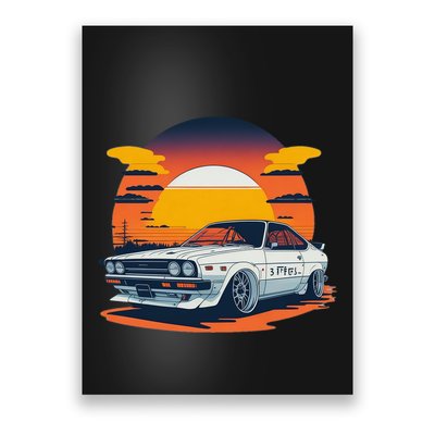 Jdm Retro Car And Sunset Poster