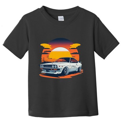 Jdm Retro Car And Sunset Toddler T-Shirt