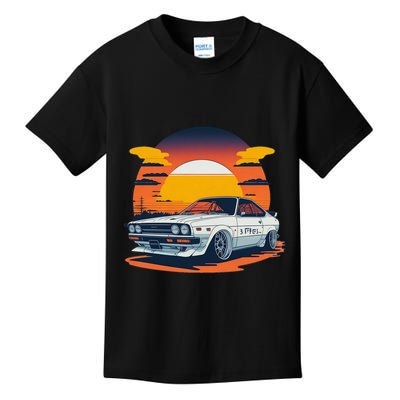 Jdm Retro Car And Sunset Kids T-Shirt