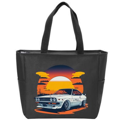 Jdm Retro Car And Sunset Zip Tote Bag