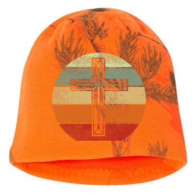 Jesus Retro Cross Christ God Faith Religious Christian Gift Kati - Camo Knit Beanie