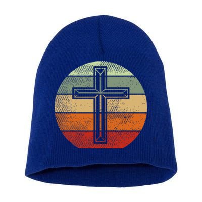 Jesus Retro Cross Christ God Faith Religious Christian Gift Short Acrylic Beanie