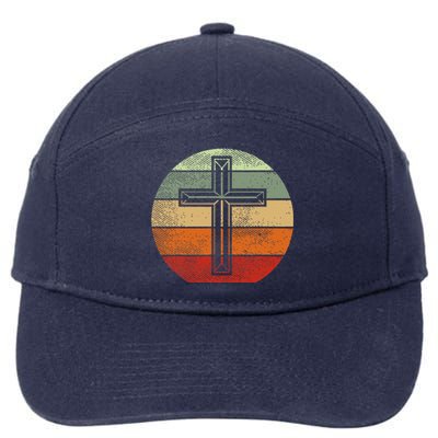 Jesus Retro Cross Christ God Faith Religious Christian Gift 7-Panel Snapback Hat