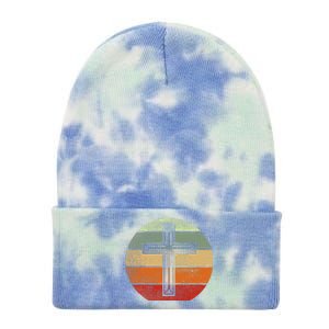 Jesus Retro Cross Christ God Faith Religious Christian Gift Tie Dye 12in Knit Beanie