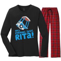 Janet & Rita Driving School Nice Parking Spot Rita Funny Women's Long Sleeve Flannel Pajama Set 