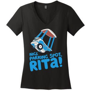 Janet & Rita Driving School Nice Parking Spot Rita Funny Women's V-Neck T-Shirt