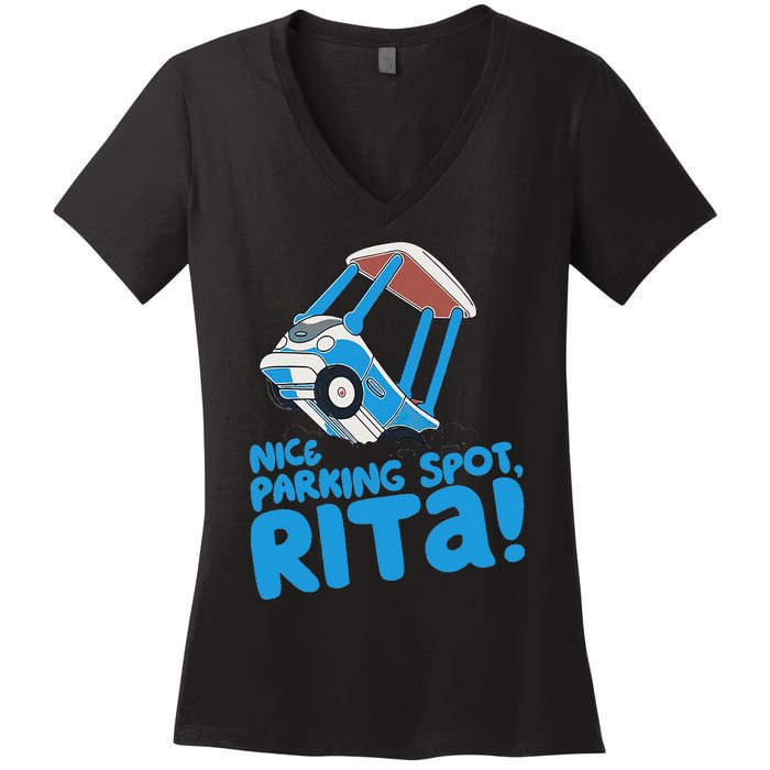 Janet & Rita Driving School Nice Parking Spot Rita Funny Women's V-Neck T-Shirt