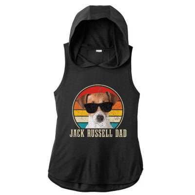 Jack Russell Dad Funny Dog Vintage Jack Russell Terrier Ladies PosiCharge Tri-Blend Wicking Draft Hoodie Tank