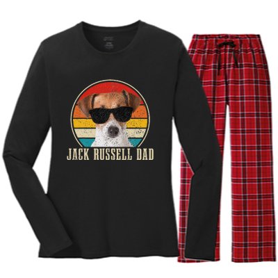 Jack Russell Dad Funny Dog Vintage Jack Russell Terrier Women's Long Sleeve Flannel Pajama Set 