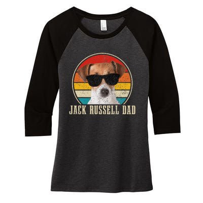 Jack Russell Dad Funny Dog Vintage Jack Russell Terrier Women's Tri-Blend 3/4-Sleeve Raglan Shirt