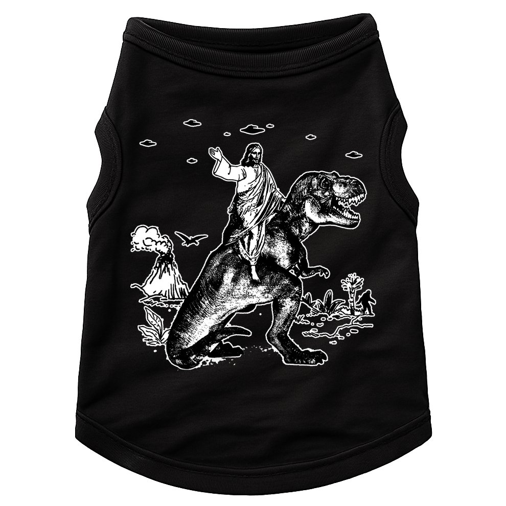 Jesus Riding Dinosaur Funny Ufo Doggie Tank