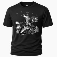 Jesus Riding Dinosaur Funny Ufo Cooling Performance Crew T-Shirt