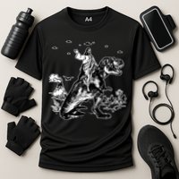Jesus Riding Dinosaur Funny Ufo Cooling Performance Crew T-Shirt
