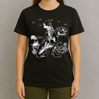 Jesus Riding Dinosaur Funny Ufo T-Shirt