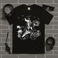 Jesus Riding Dinosaur Funny Ufo T-Shirt
