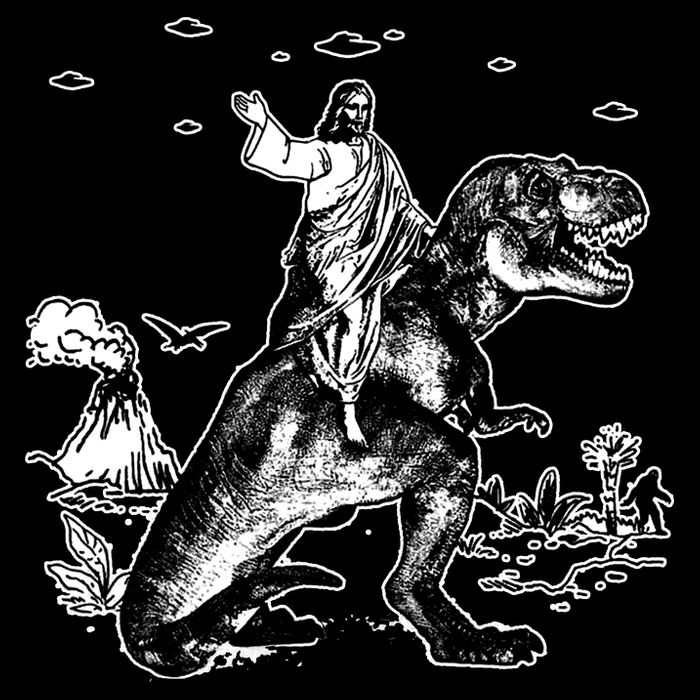 Jesus Riding Dinosaur Funny Ufo T-Shirt