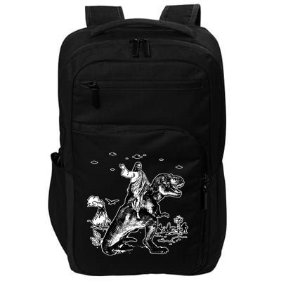 Jesus Riding Dinosaur Funny Ufo Impact Tech Backpack