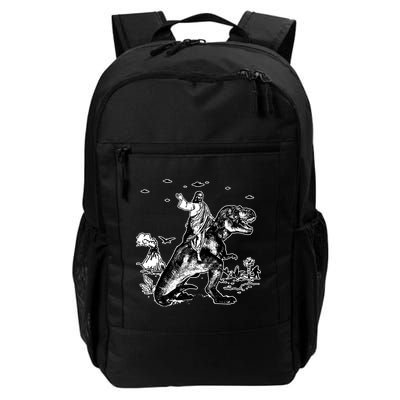 Jesus Riding Dinosaur Funny Ufo Backpack