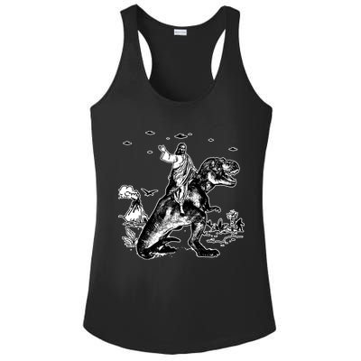 Jesus Riding Dinosaur Funny Ufo Ladies PosiCharge Competitor Racerback Tank