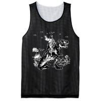 Jesus Riding Dinosaur Funny Ufo Mesh Reversible Basketball Jersey Tank