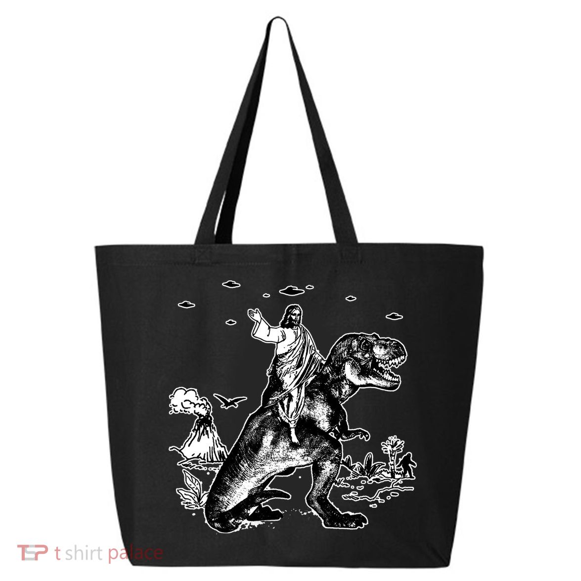 Jesus Riding Dinosaur Funny Ufo 25L Jumbo Tote