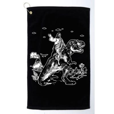 Jesus Riding Dinosaur Funny Ufo Golf Towel