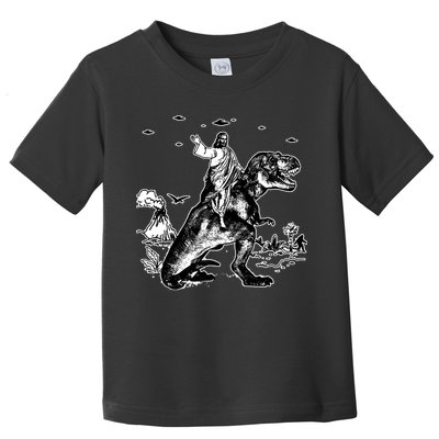 Jesus Riding Dinosaur Funny Ufo Toddler T-Shirt
