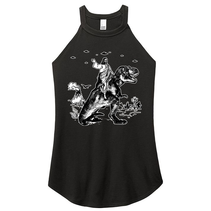 Jesus Riding Dinosaur Funny Ufo Women's Perfect Tri Rocker Tank